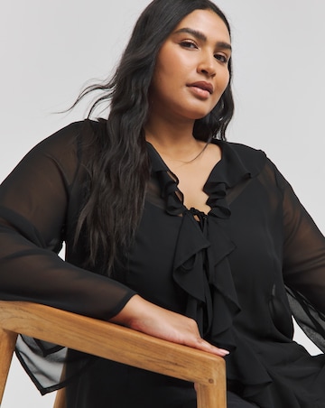 Tie Front Ruffle Georgette Blouse