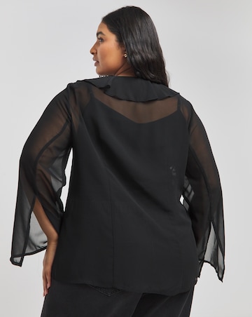 Tie Front Ruffle Georgette Blouse