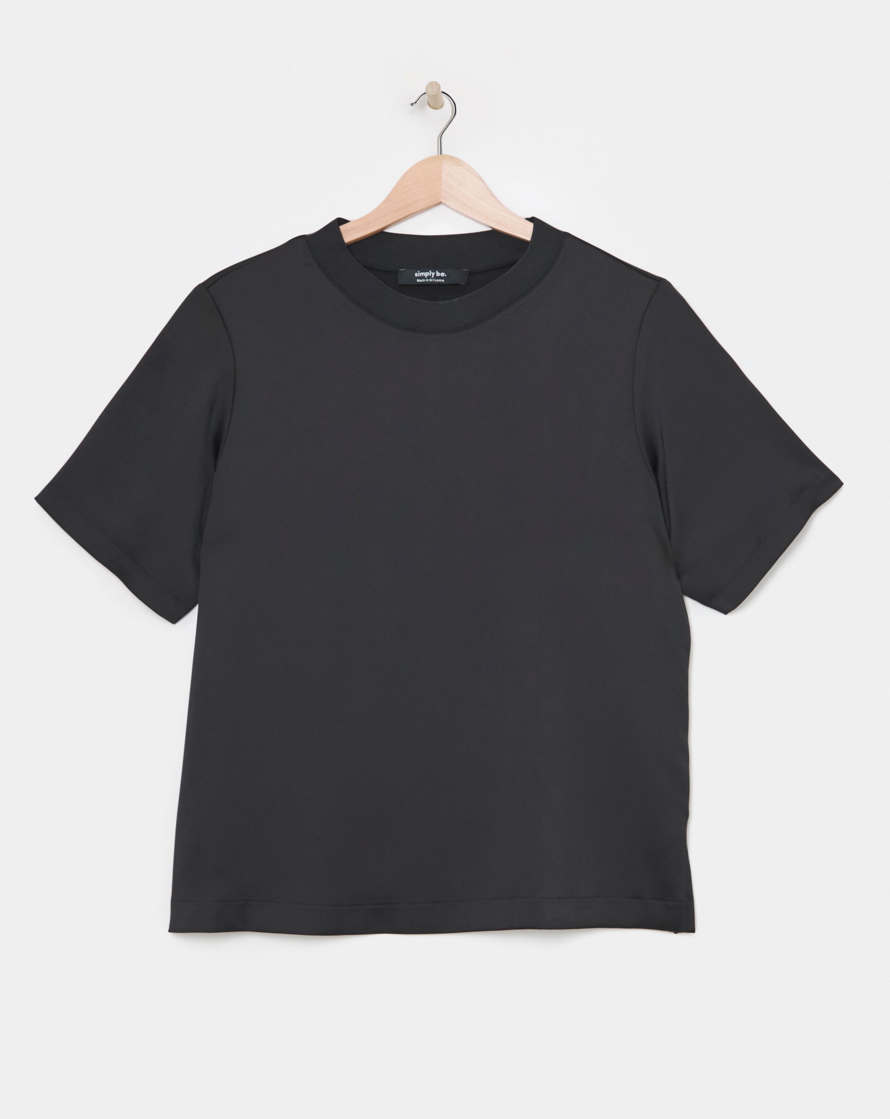 Satin Ribbed Neck Boxy Top