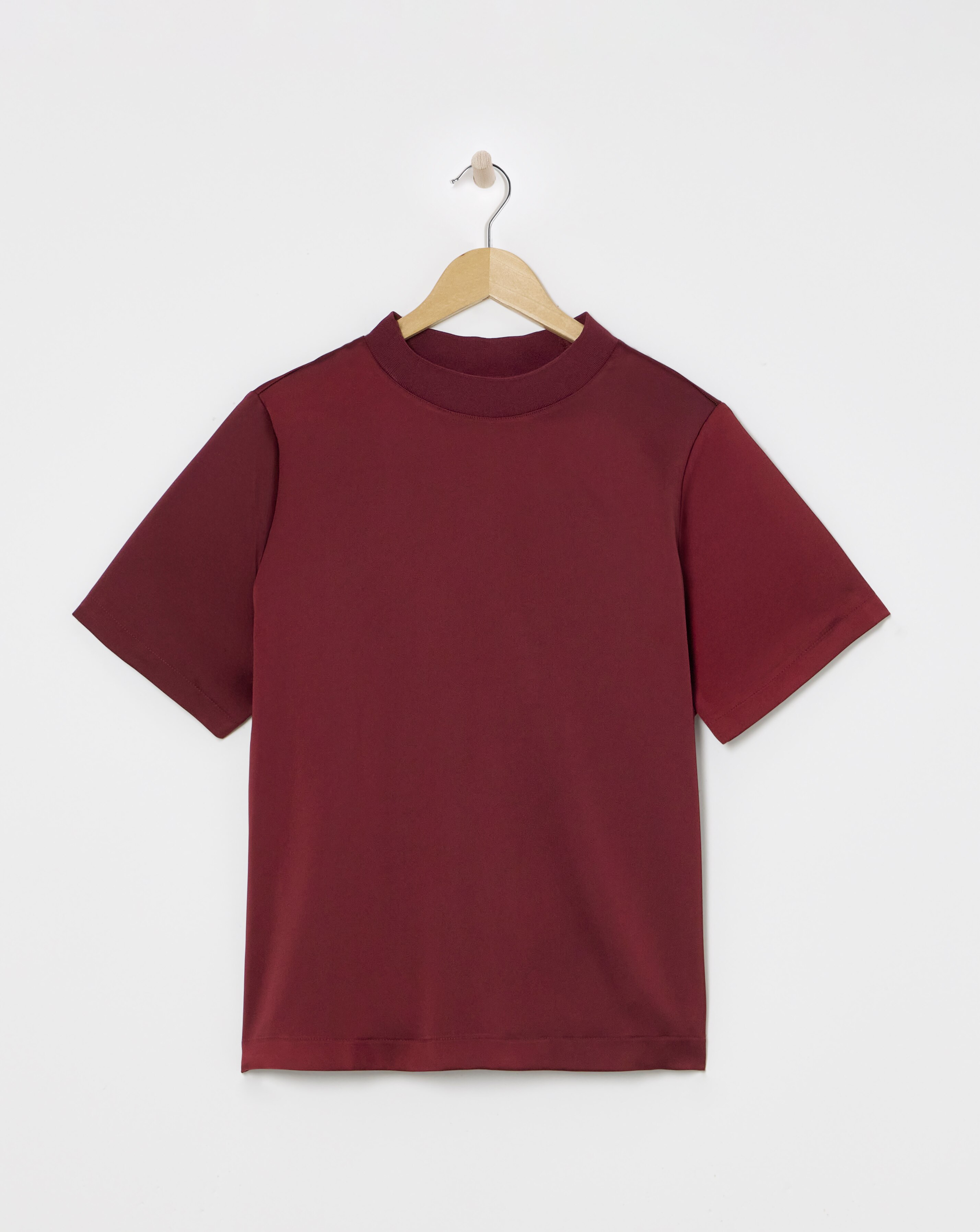 Satin Ribbed Neck Boxy Top