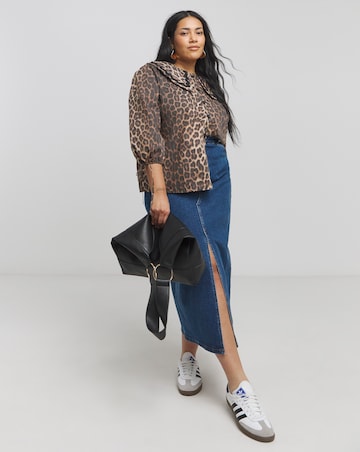 Leopard Oversized Collared Blouse