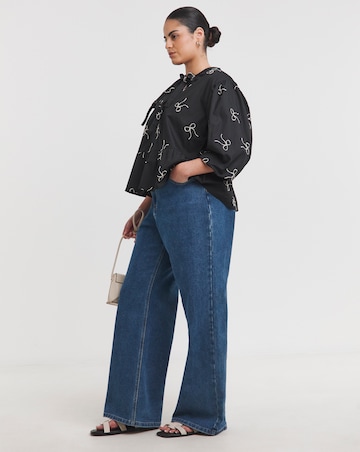 Simply Be Embroidered Bow Tie Front Blouse