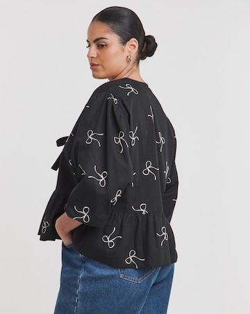 Simply Be Embroidered Bow Tie Front Blouse