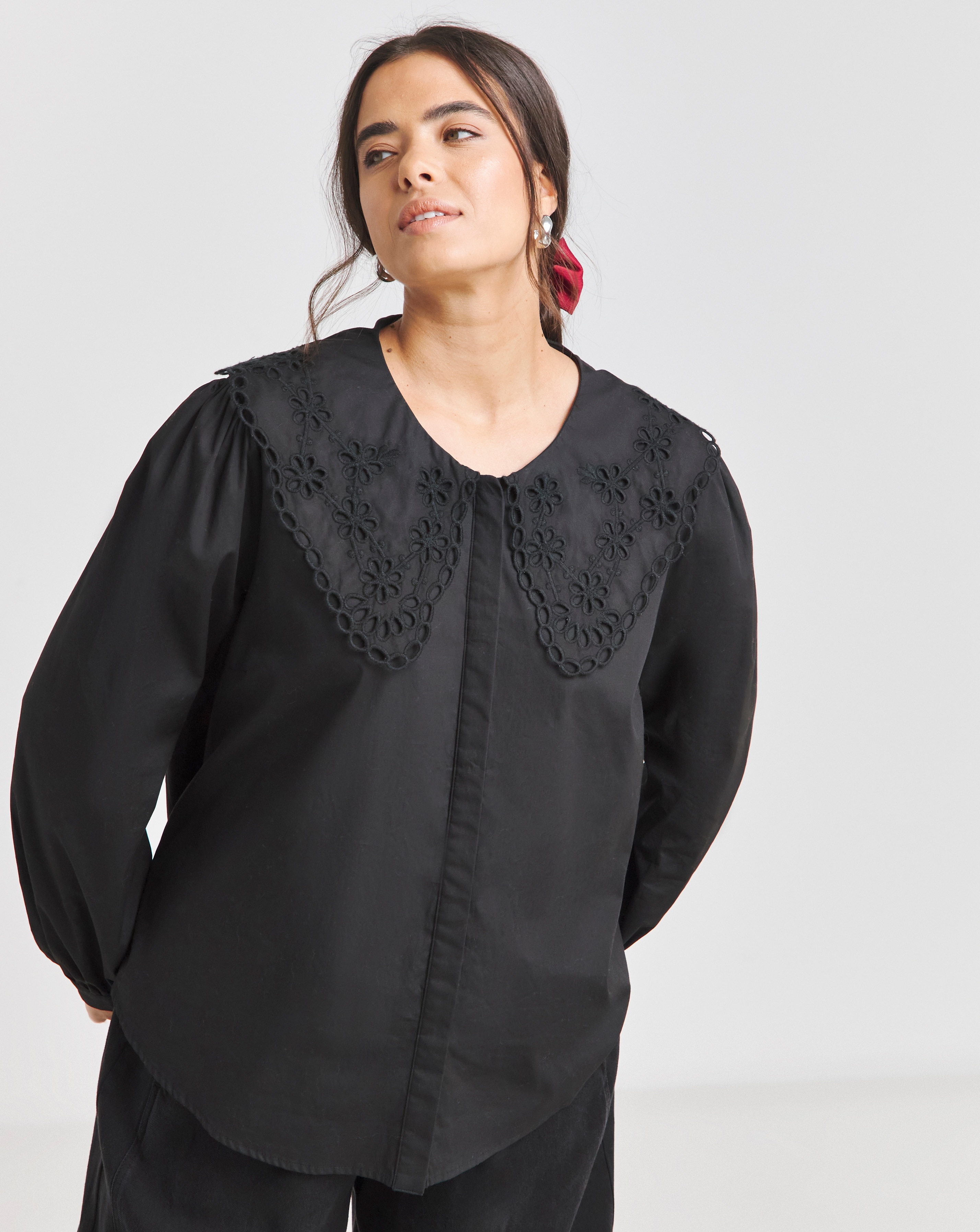 Simply Be Broderie Collared Blouse