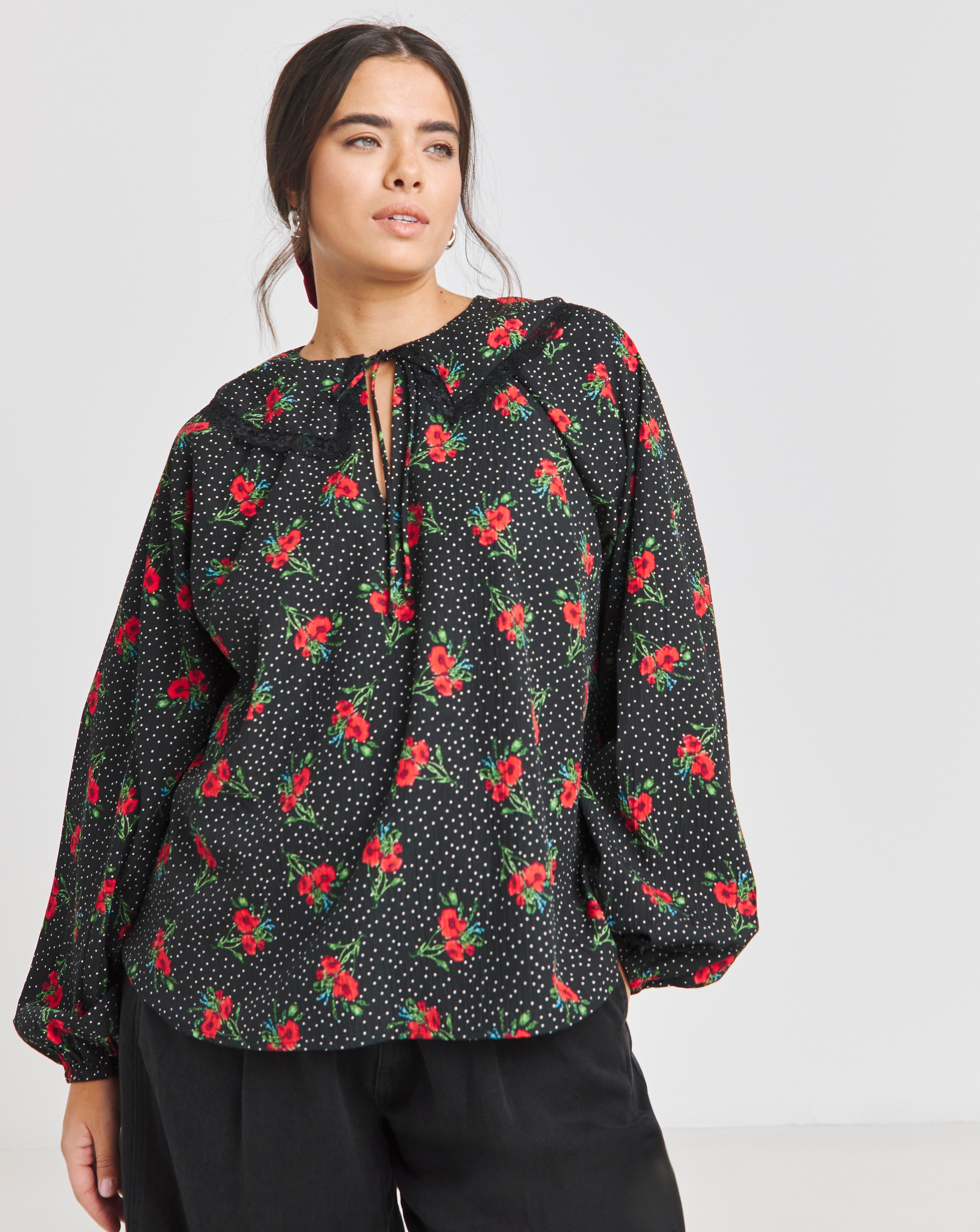 Simply Be Floral Collared Blouse