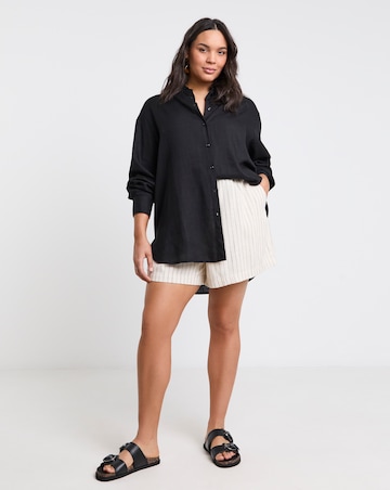Simply Be Black Oversized Linen Mix Shirt