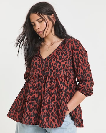 Simply Be Leopard Print Tiered Smock Top