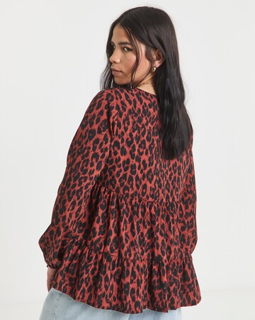Simply Be Leopard Print Tiered Smock Top