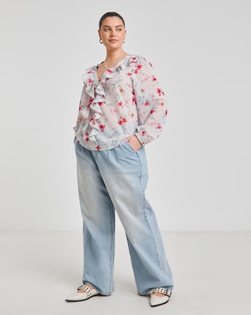 Simply Be Floral Print Ruffle Blouse