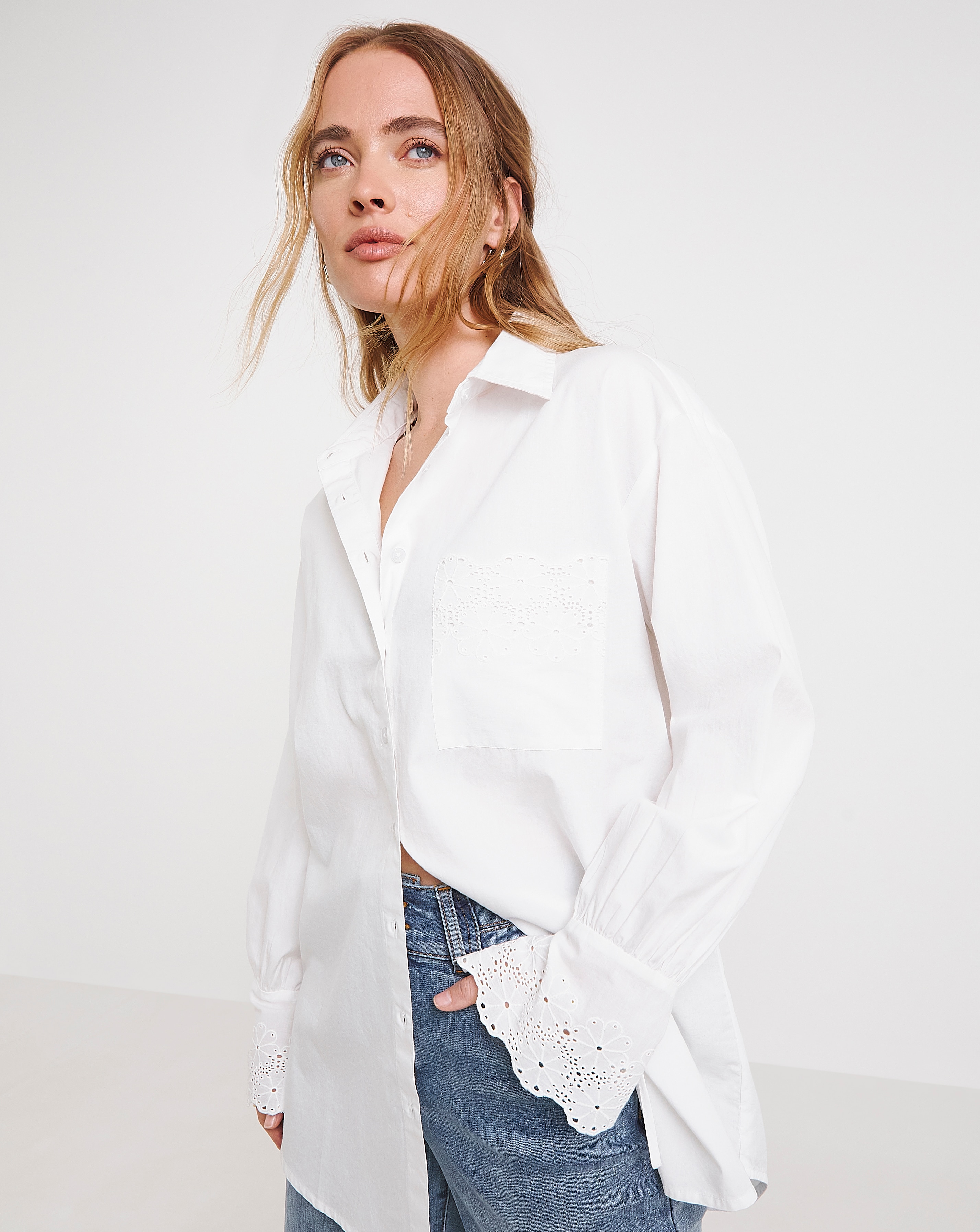 Simply Be Broderie Pocket Shirt