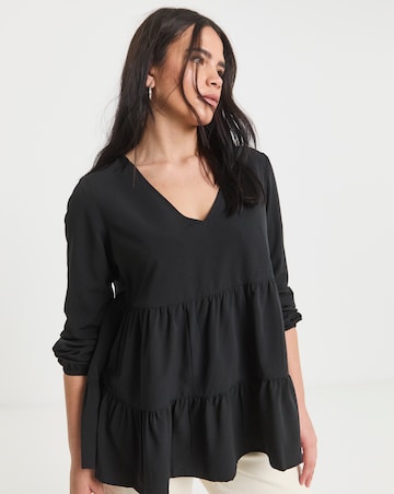 Simply Be Black Tiered Smock Top