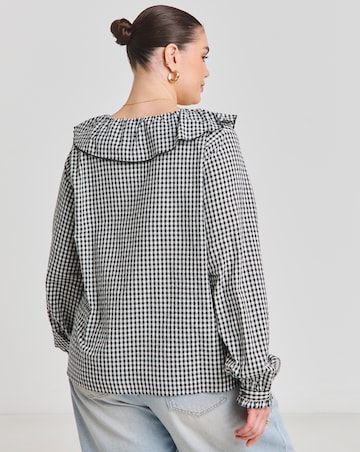 Simply Be Gingham Ruffle Button Through Blouse