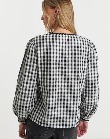 Simply Be Gingham Tie Front Long Sleeve Top