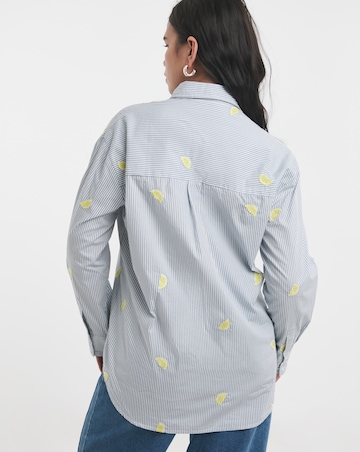 Simply Be Embroidered Lemon Stripe Oversized Shirt