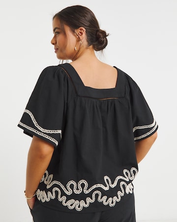 Simply Be Black Embroidered Blouse