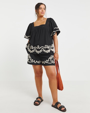 Simply Be Black Embroidered Blouse