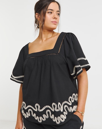 Simply Be Black Embroidered Blouse