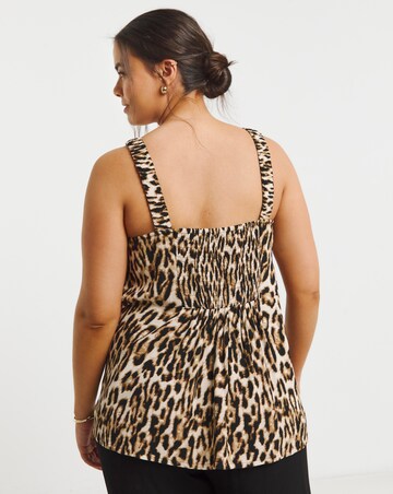 Leopard Crinkle Ruched Strap Cami