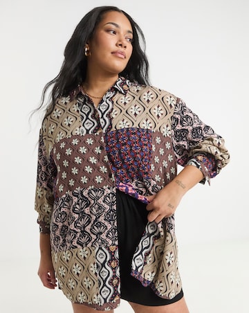 Simply Be Patchwork Print Crinkle Shirt