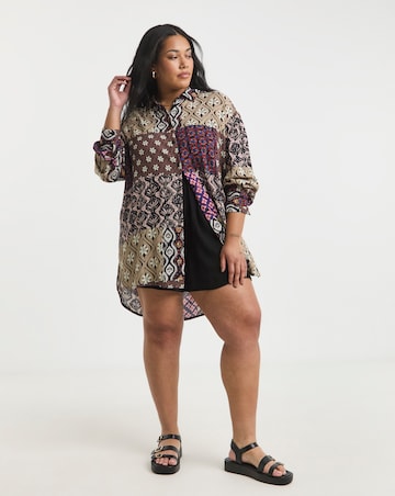 Simply Be Patchwork Print Crinkle Shirt