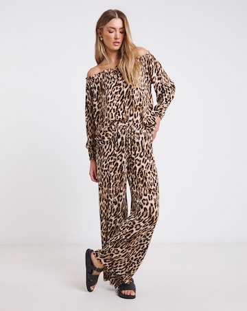 Simply Be Leopard Crinkle Bardot Top