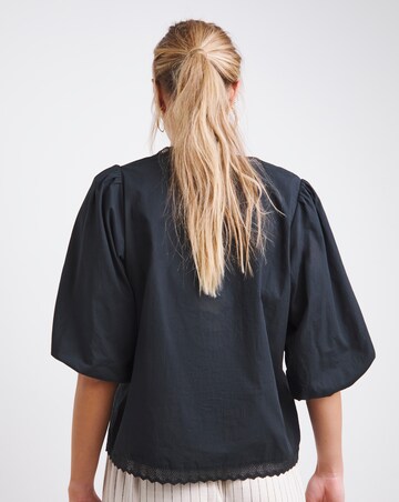 Black Broderie Cutwork Blouse