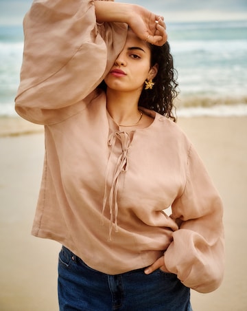 Simply Be Blush Premium Ramie Volume Sleeve Blouse