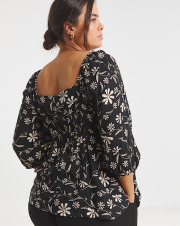 Simply Be Ditsy Print Spun Viscose Blouse