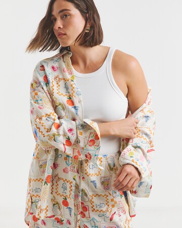 Simply Be Conversational Print Linen Blend Shirt