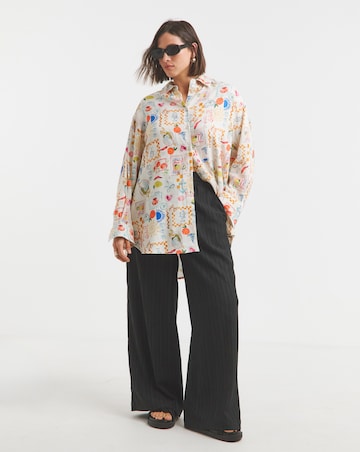 Simply Be Conversational Print Linen Blend Shirt