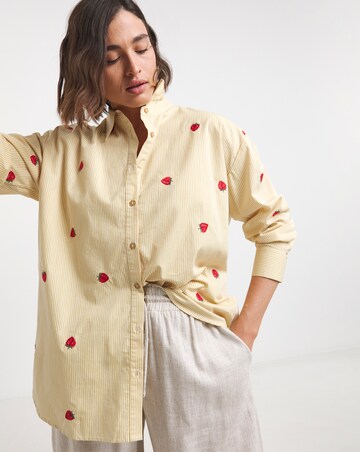 Simply Be Strawberry Embroidered Stripe Shirt