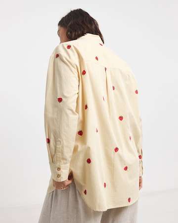 Simply Be Strawberry Embroidered Stripe Shirt