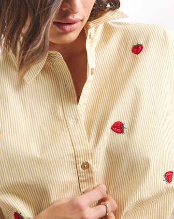 Simply Be Strawberry Embroidered Stripe Shirt