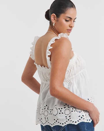 Simply Be White Broderie Detail Cami