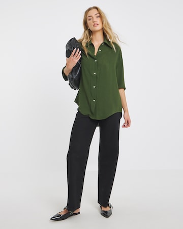 Simply Be Green Bow Button Detail Shirt