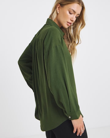Simply Be Green Bow Button Detail Shirt