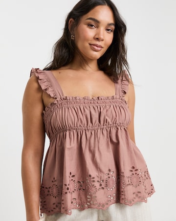 Simply Be Dusty Rose Broderie Detail Vest Top