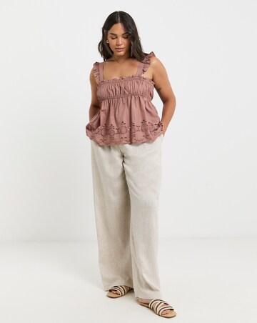 Simply Be Dusty Rose Broderie Detail Vest Top