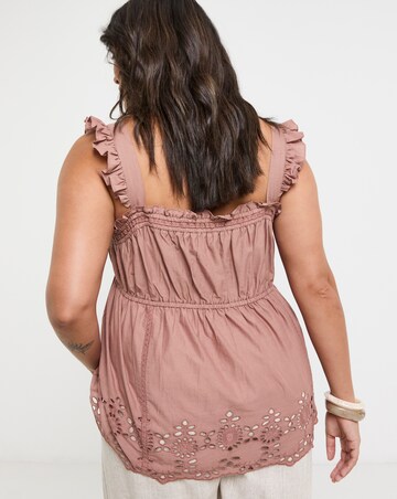 Simply Be Dusty Rose Broderie Detail Vest Top