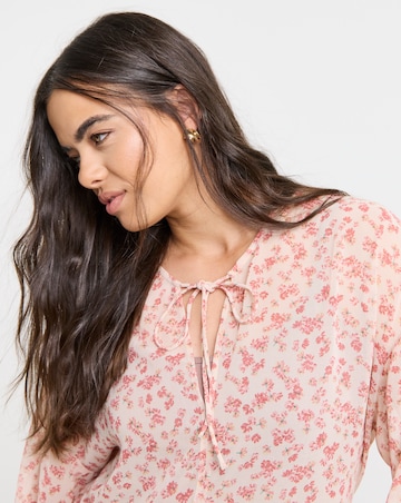 Simply Be Pink Floral Georgette Smock Blouse