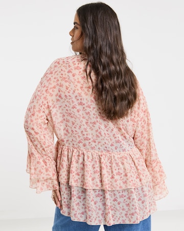 Simply Be Pink Floral Georgette Smock Blouse