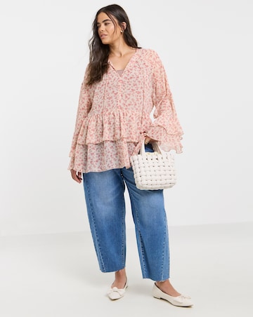 Simply Be Pink Floral Georgette Smock Blouse