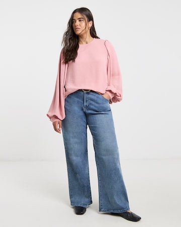 Simply Be Pink Exaggerated Sleeve Blouse