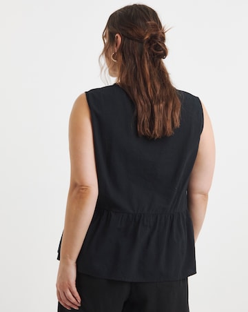 Black Tie Front Cami With Scallop Edge