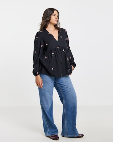 Simply Be Embroidered Floral V Neck Blouse