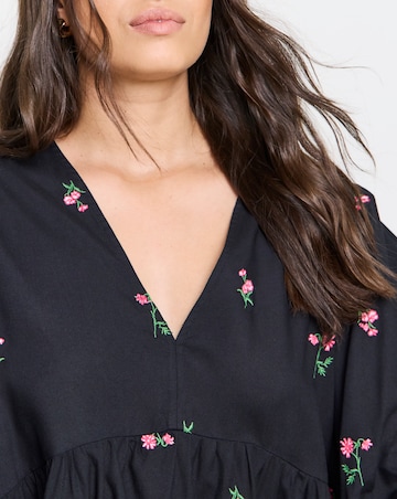 Simply Be Embroidered Floral V Neck Blouse