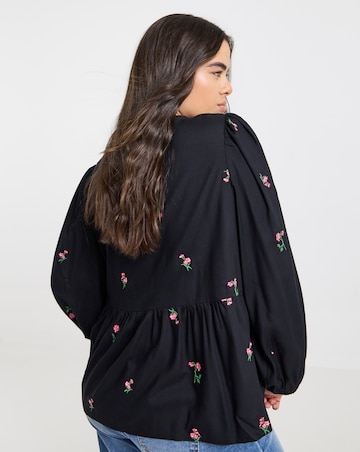 Simply Be Embroidered Floral V Neck Blouse