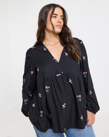 Simply Be Embroidered Floral V Neck Blouse