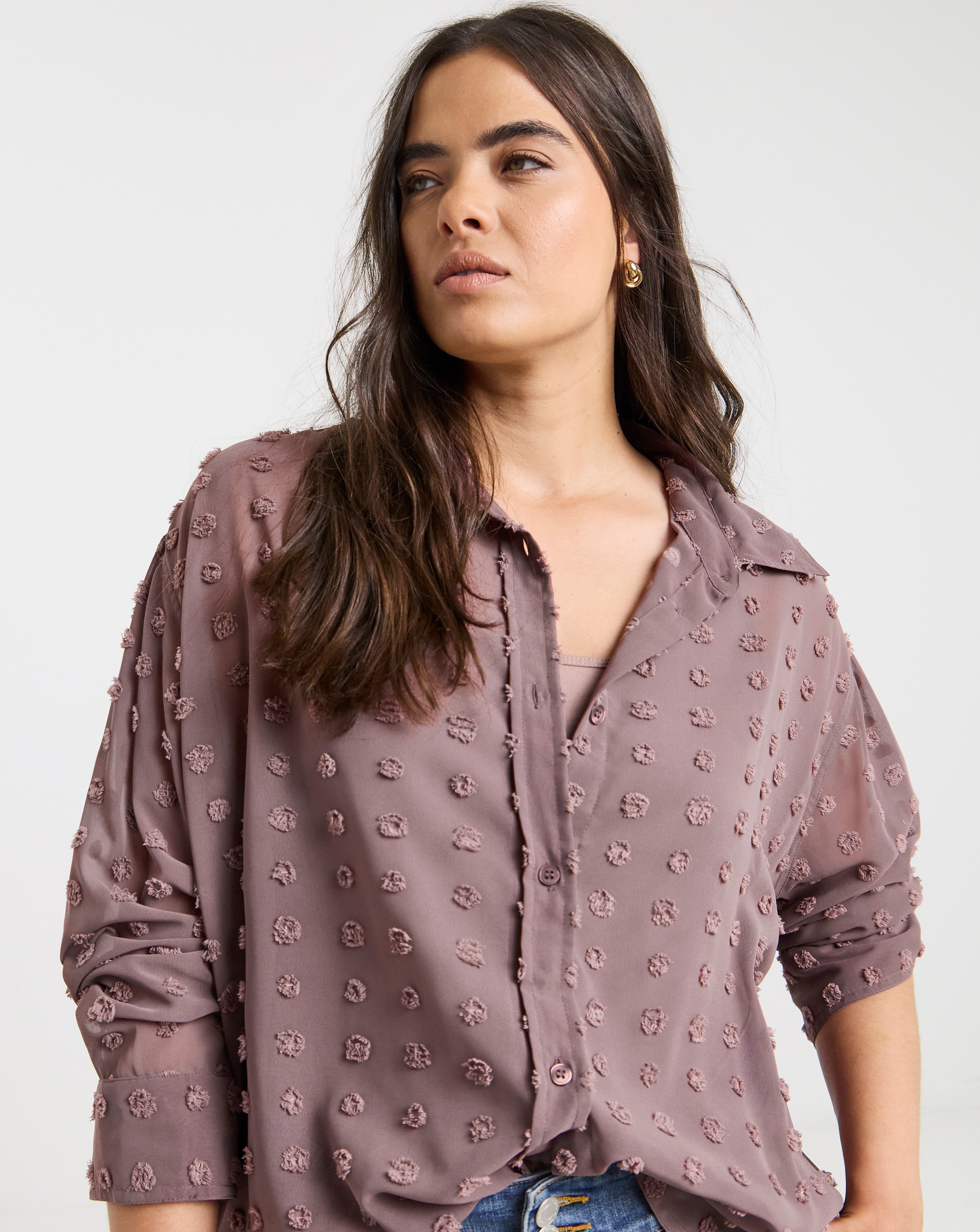Simply Be Mauve Oversized Dobby Shirt