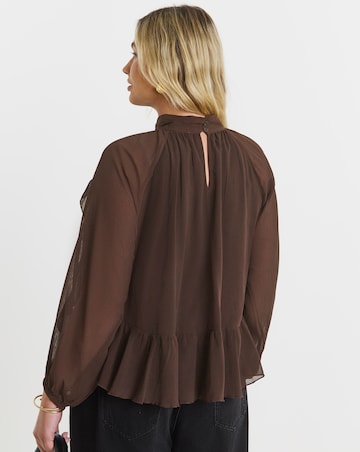 Simply Be Chocolate Crinkle Georgette Blouse
